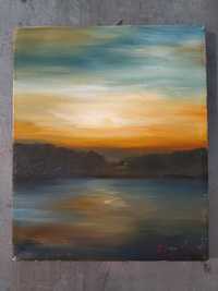 Obraz olej zachód słońca Wiszowaty Ryszard