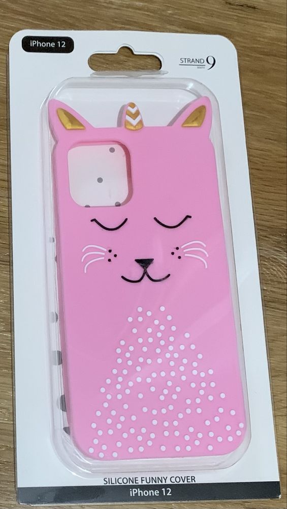 Capa iPhone12 silicone (NOVO) Unicornio/Gatinho Cor-de-rosa