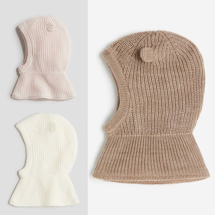 В язані шапки -шоломи  на флісі від h&m від 6 міс до 4 років