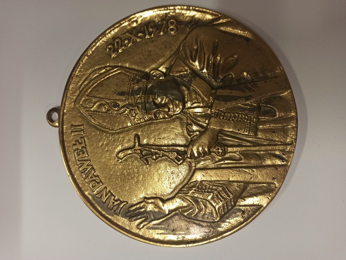 Medal obraz mosiężny Jan Paweł II mosiądz