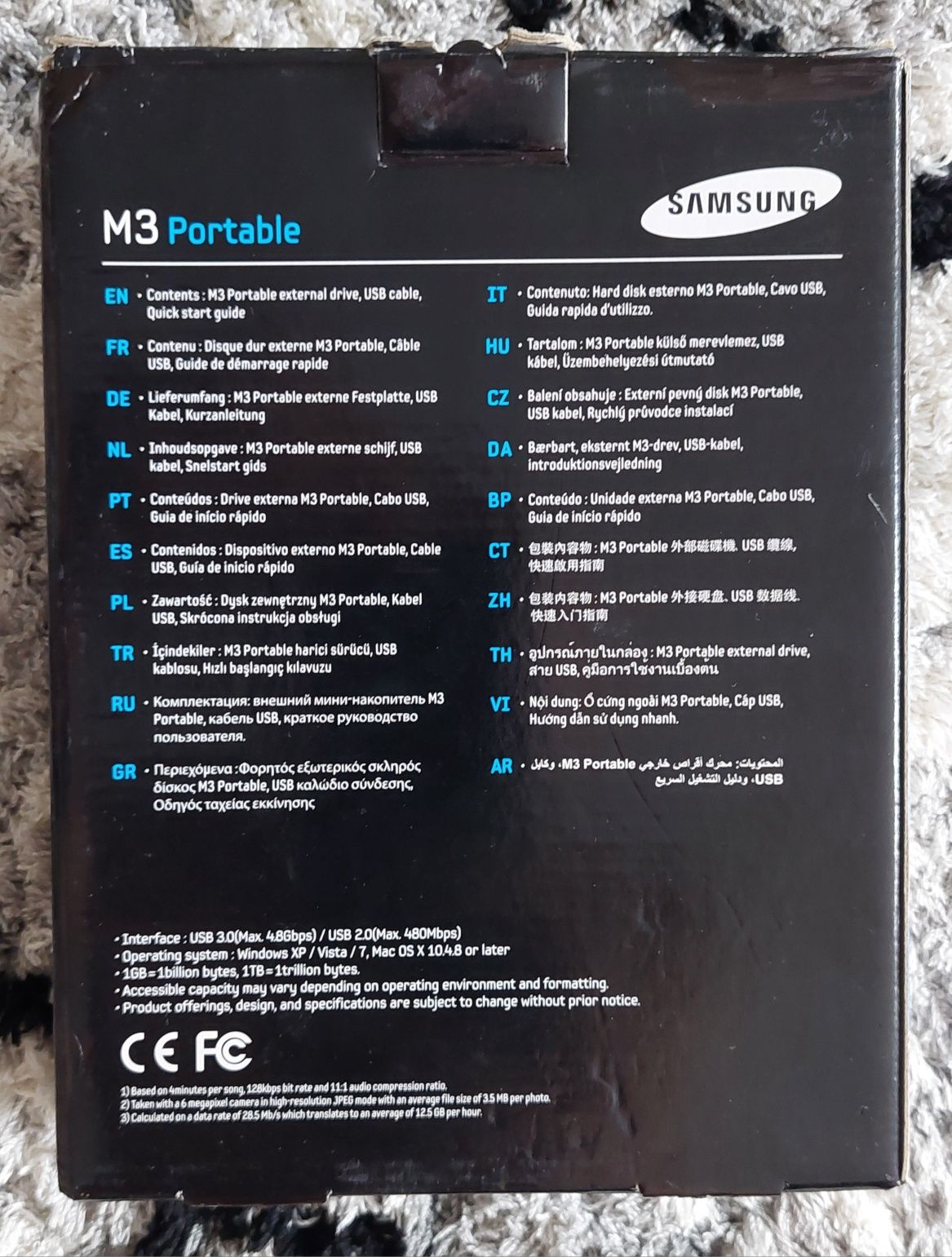 Dysk zewnętrzny Samsung M3 Portable - 1TB, USB 2.0/3.0 (Komplet)