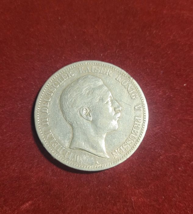 Srebra moneta 5 marek niemieckich Wilhelm II 1903