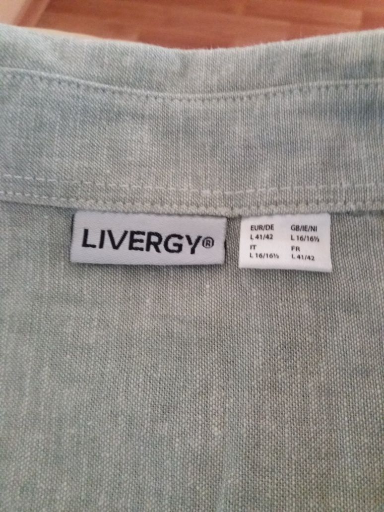 Рубашка мужская льняная супер цвет мятный от Livergy