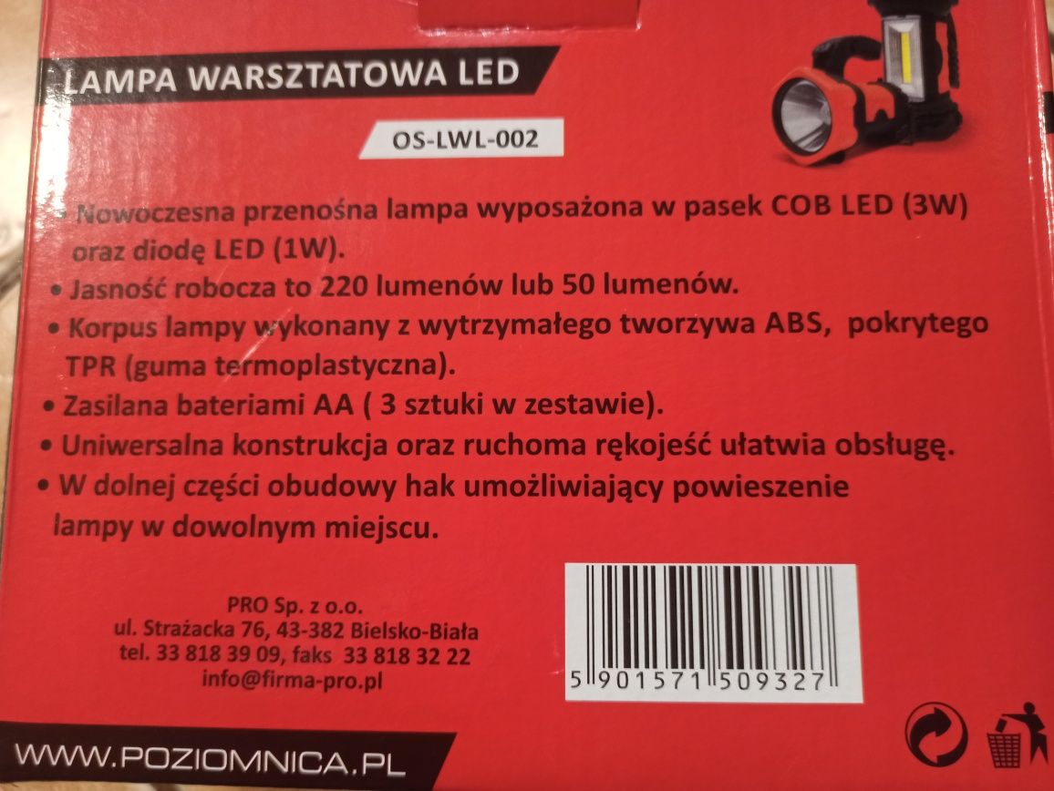 Lampa warsztatowa LED, nowa, okazja !