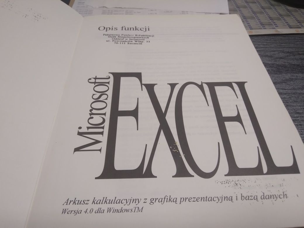 Książka Microsoft Excel 4.0 1993