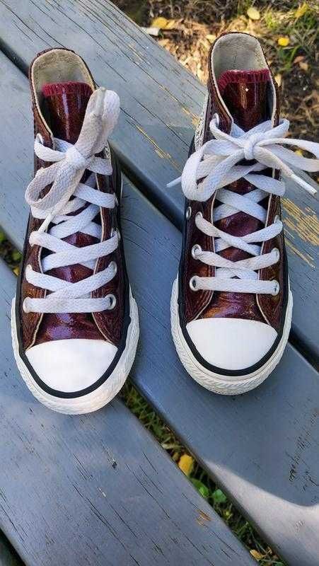 Кеды кроссовки converse all stars junior glitter bordeaux на шнуровке