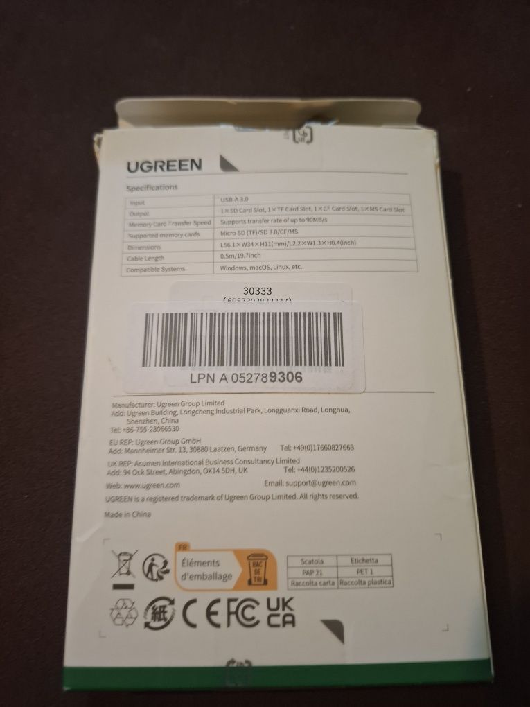 UGREEN Czytnik kart USB C Czytnik kart SD/Micro SD Czytnik kart pamięc