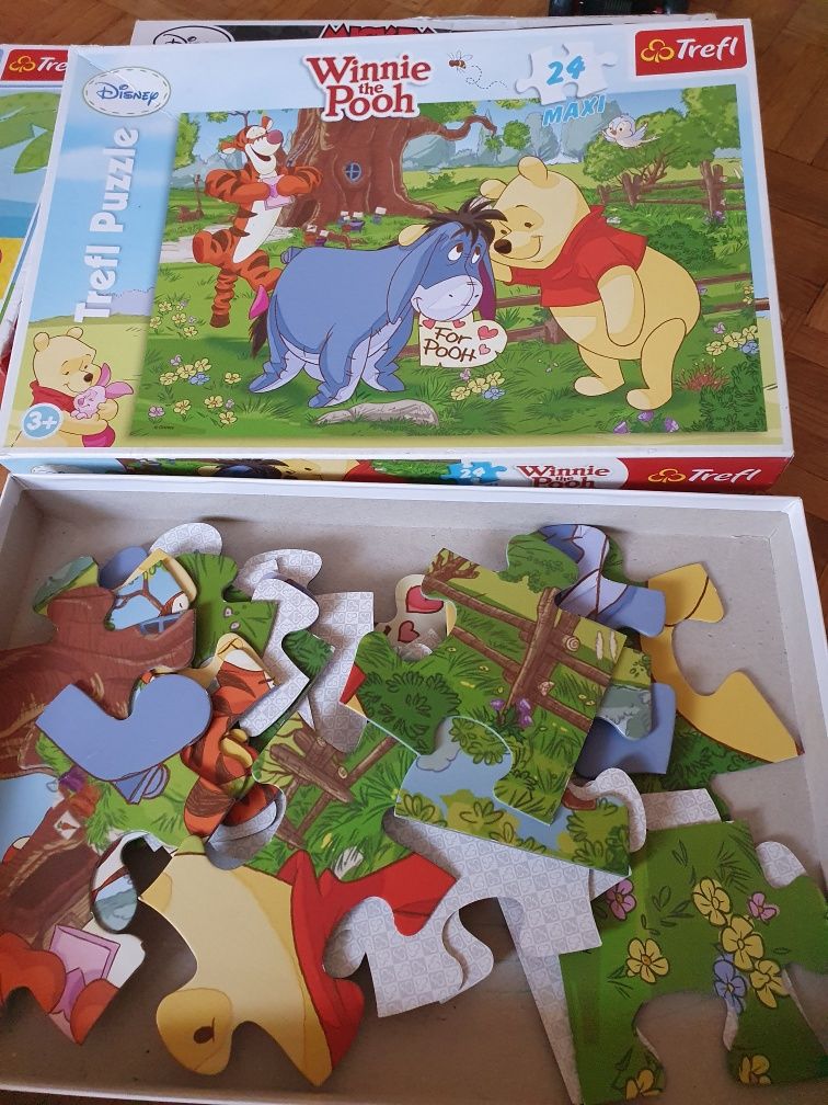 Puzzle 24 szt maxi Trefl zestaw 4 opakowań peppa , Micki, Puchatka in