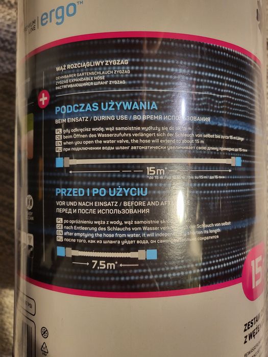 Zestaw zraszający wąż rozciągliwy 7,5 -15m