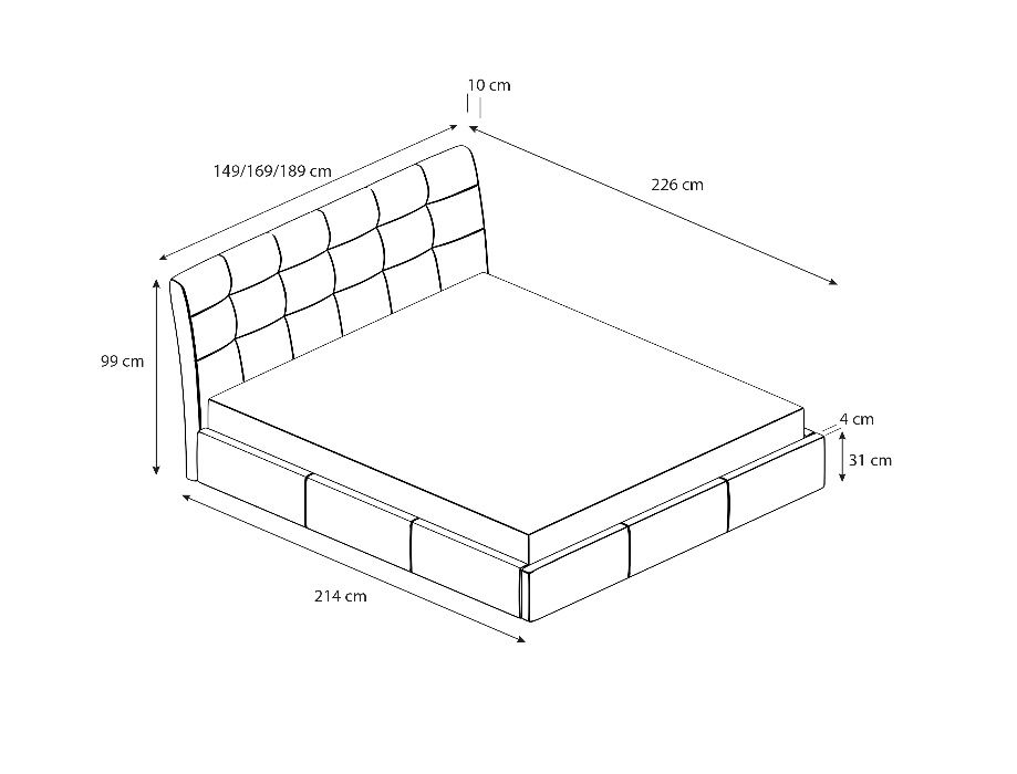 Łóżko tapicerowane podnoszone 90/120/140/160/180x200 - ALA