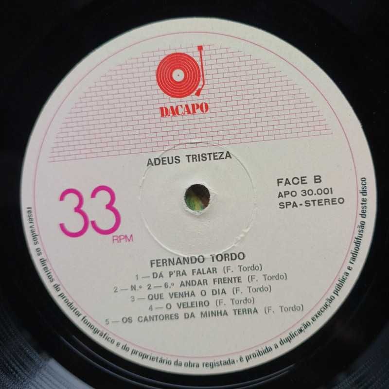 Fernando Tordo LP  Gatefold Adeus Tristeza