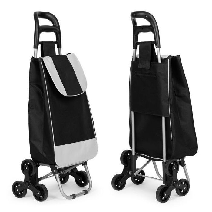 Wózek SCHODOWY na zakupy  25L na 6 kółkach czarny – lekki, składany