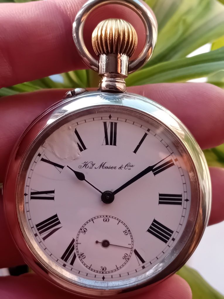 Часы карманные Мозер " H. Moser & Co" швейцарские в мельхиоре