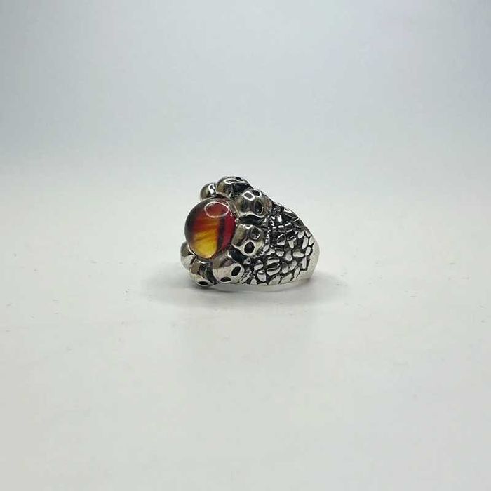 Sygnet pierścionek obrączka ring kolorowe oko srebrny