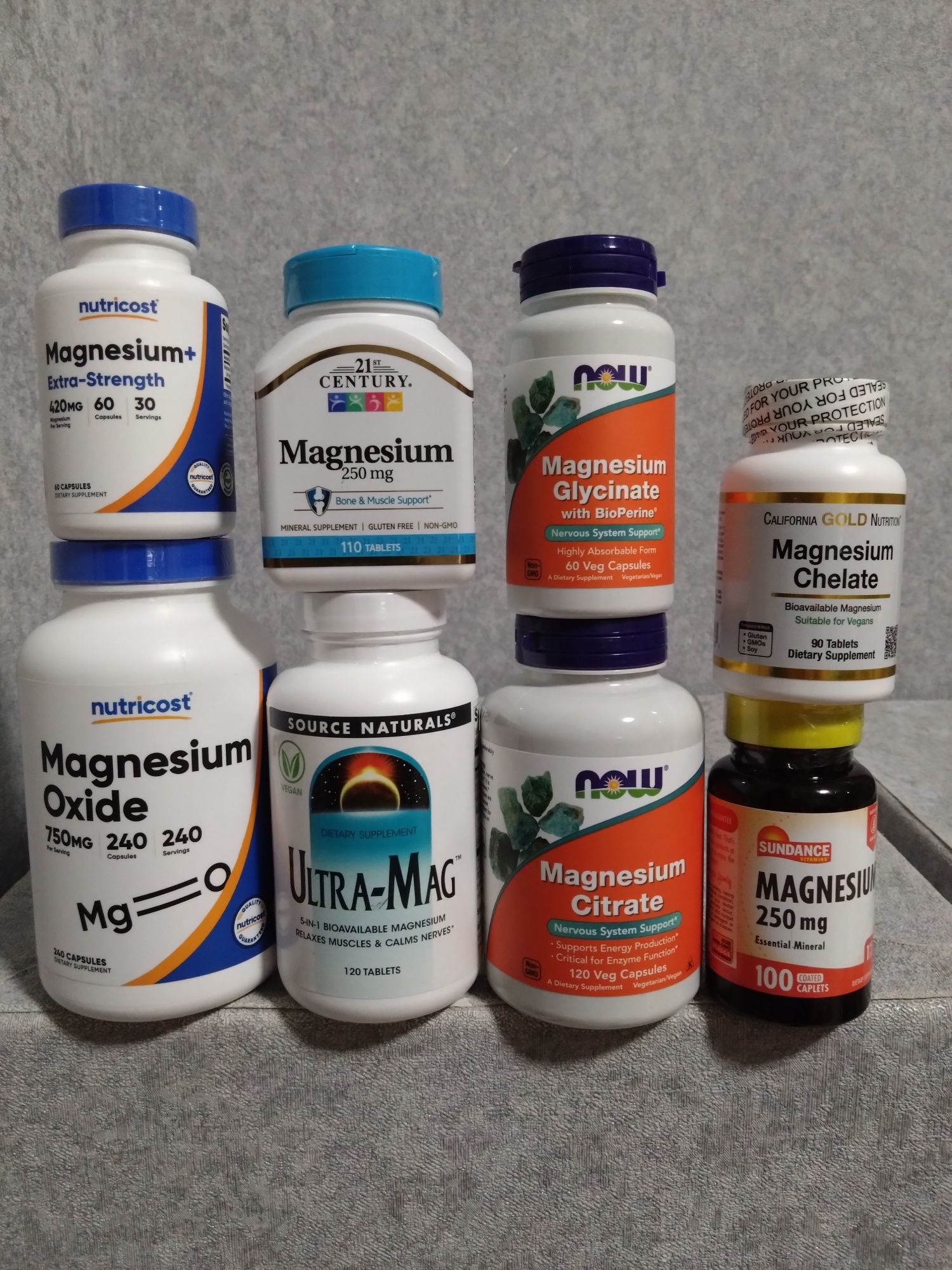 Магній, Комплекс вітамінів групи В,Now Foods, iherb, фолієва кислота