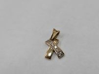 Delikatny złoty wisiorek damski/ 585/ 1.01 gram/ Cyrkonie