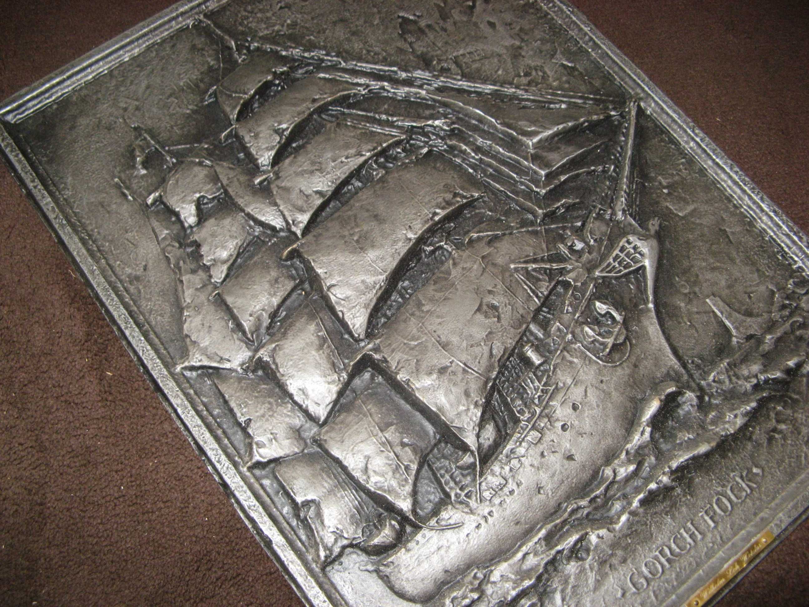 Odlew żeliwny, żaglowiec GORCH FOCK, piękny, b.masywny, idealny.