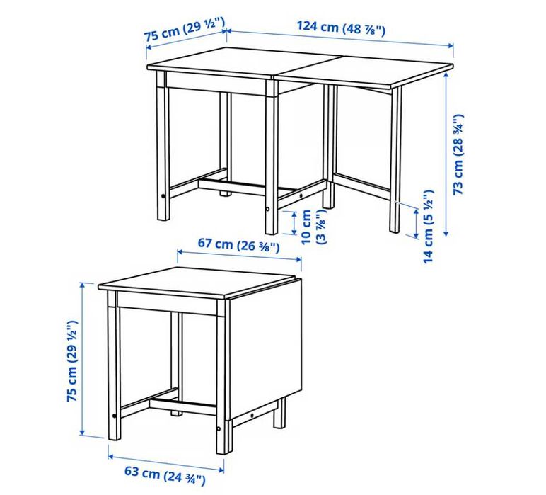 Mesa abas rebatív/pernas articul, castanho claro - COMO NOVA!