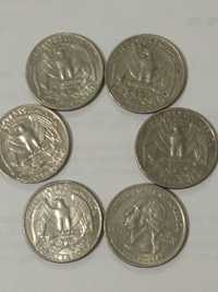 25 центов США,6 монет.