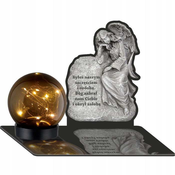 Solarny znicz led statuetka na cmentarz grób duża