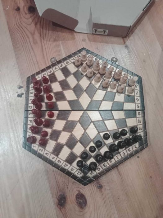 Szachy trzyosobowe drewniane