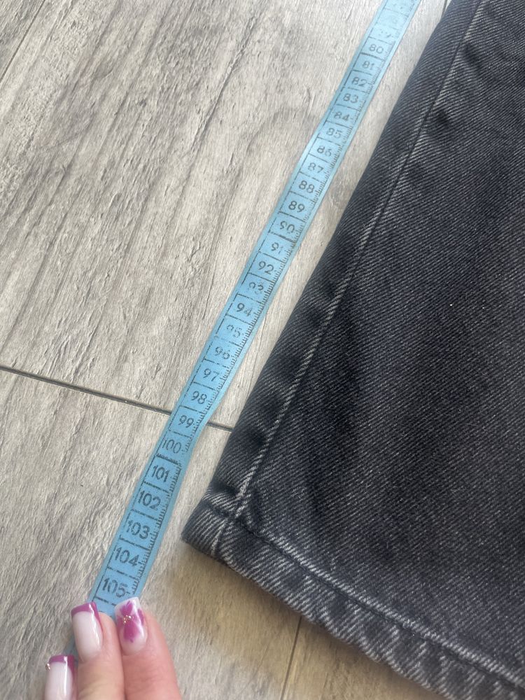 jeansy straight leg prosta nogawka czarne stradivarius 32 xs