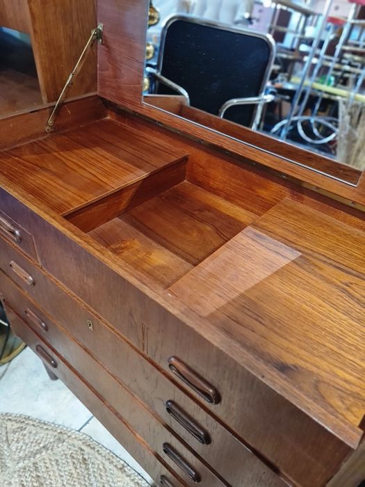 Toaletka tekowa ,komoda z szufladami,duński design,Dania lata 60,mid-c