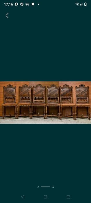 Stare palacowe krzesło do biurka skóra tloczona