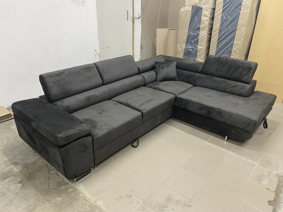 Narożnik w tkaninie ROYAL z funkcją spania i pojemnikiem na pościel