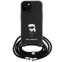 Pokrowiec Karl Lagerfeld Crossbody Saffiano dla iPhone 15 - Czarny