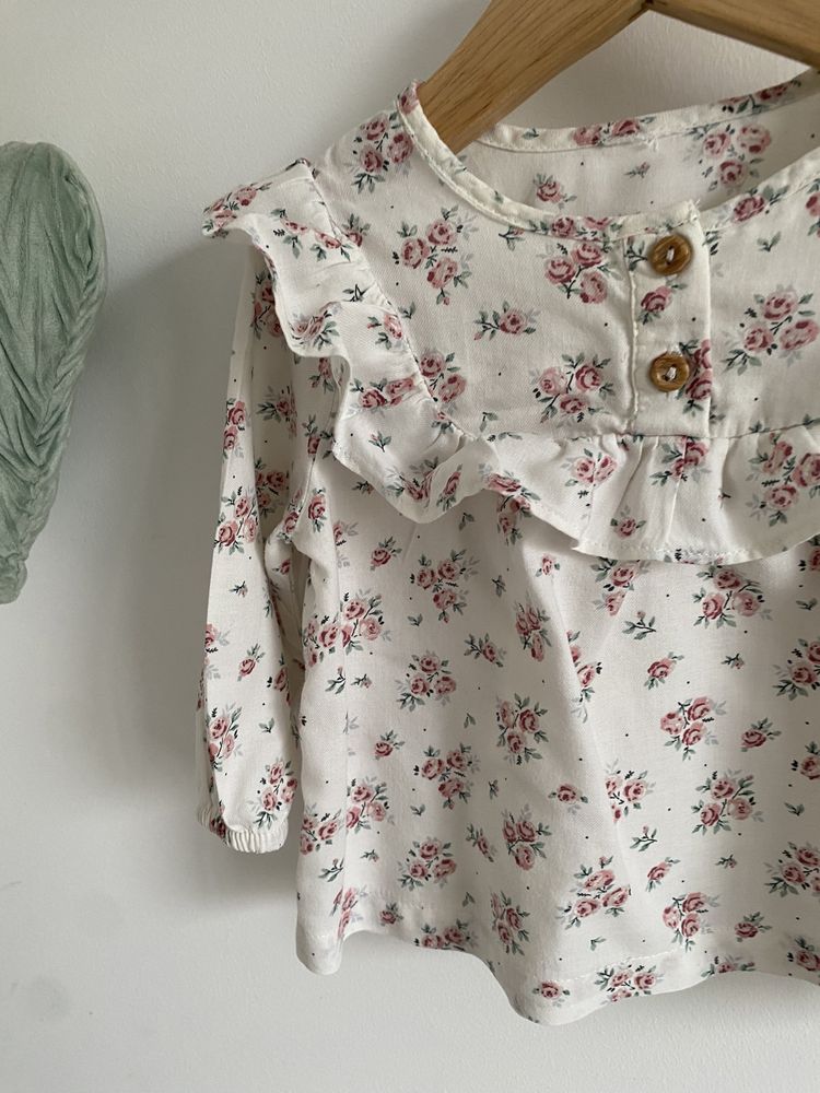 Tunika h&m 68 drobne różyczki falbanki