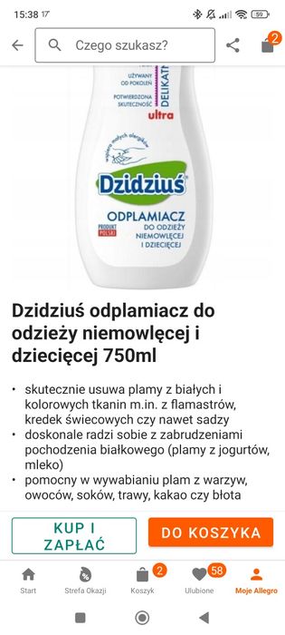 Odplamiacz do odzieży niemowlęcej i dziecięcej Dzidziuś
