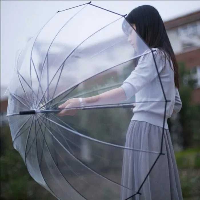 Парасоля зонт прозора тростина напівавтомат для фотосесій жіноча