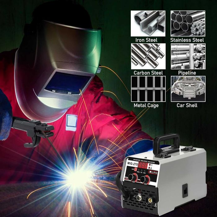 F250A Máquina soldar MIG 2 Em 1, Soldador MIGDisplay Digital LED