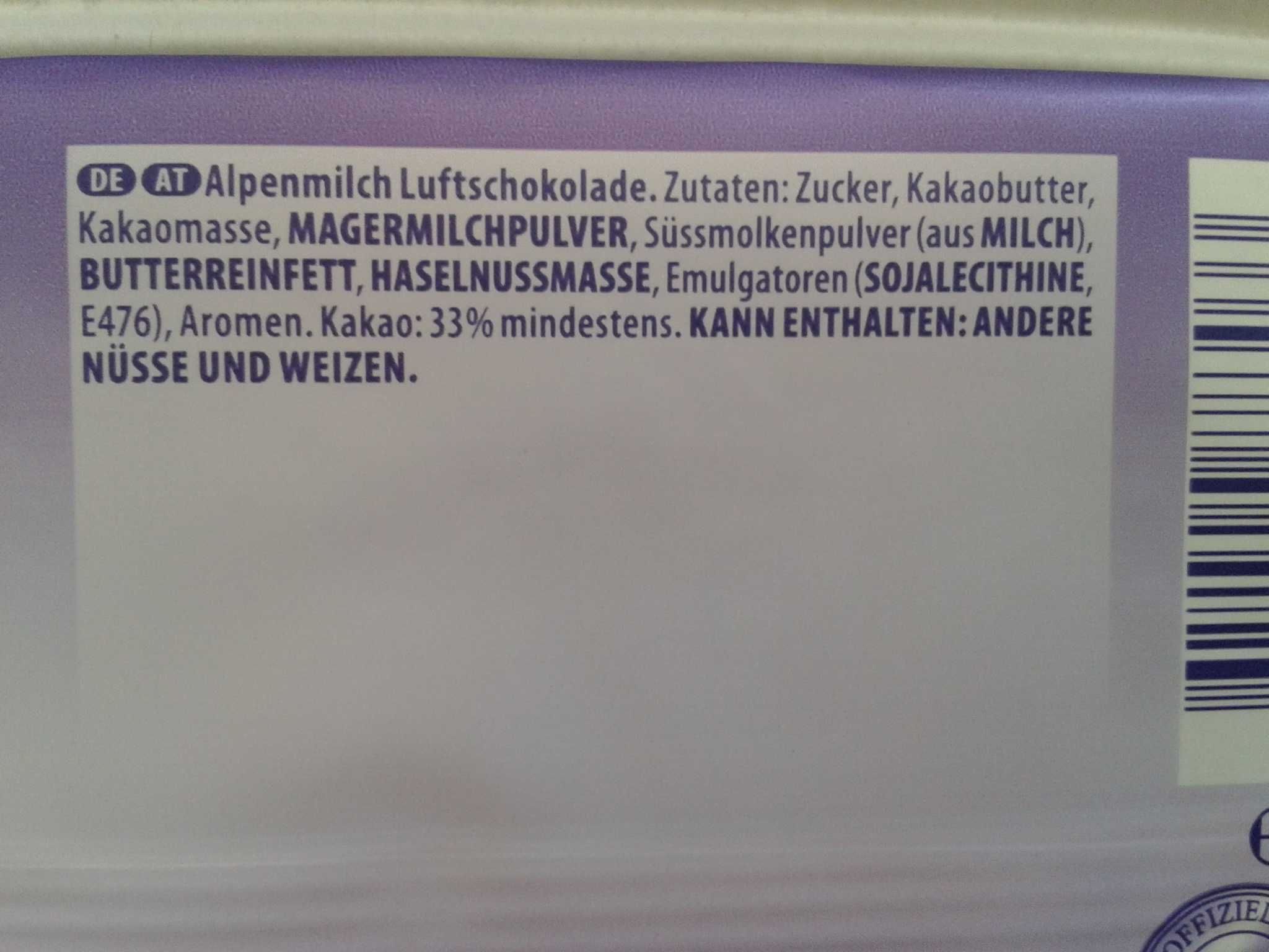 MILKA Czekolada mleczna Alpenmilch BĄBELKOWA Luflee z Niemiec 100 g