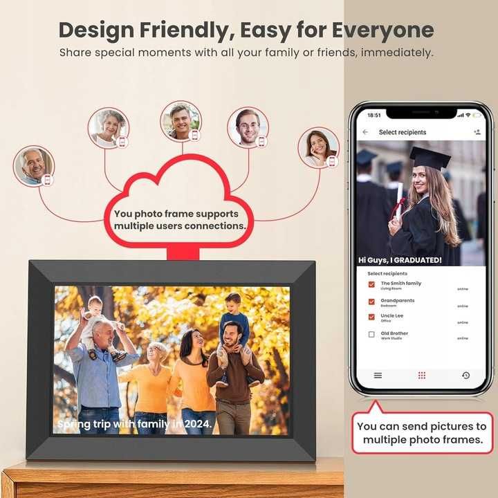 Cyfrowa ramka na zdjęcia FRAMEO Wi-Fi 10,1" ekran dotykowy 32GB