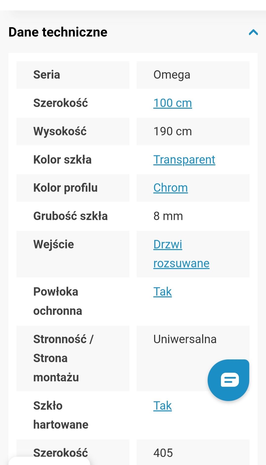 Szyba przesuwna do  drzwi prysznicowych Mexen Omega 100 cm