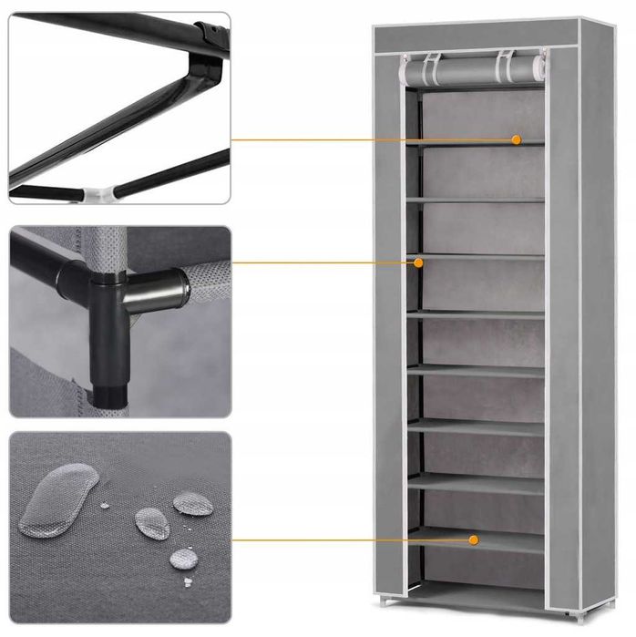 2x SZAFA TEKSTYLNA XXL Na Buty Ubrania Organizer Szafka Półki szara