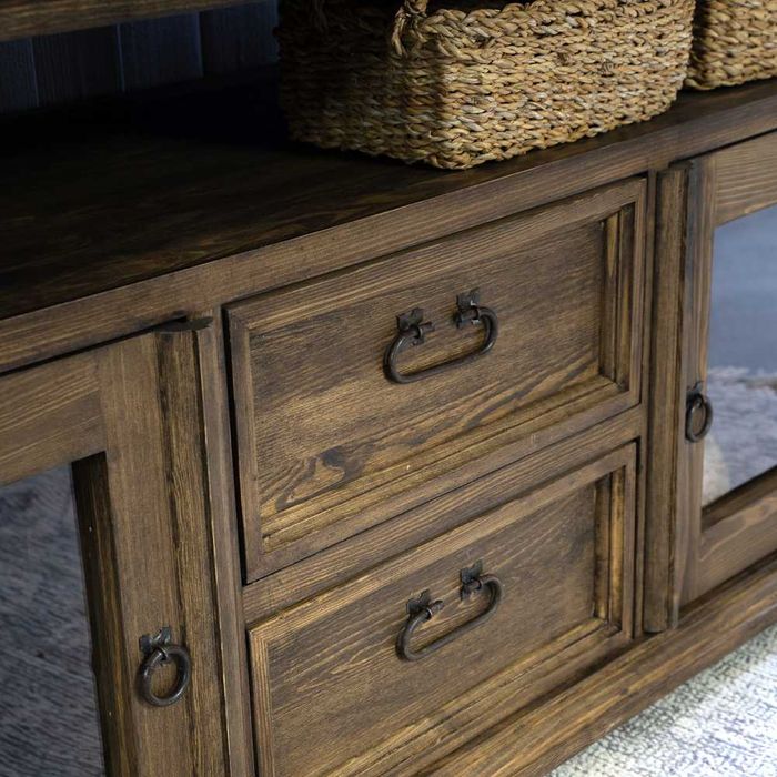 Drewniana szafka pod telewizor, rtv w stylu wiejskim do salonu