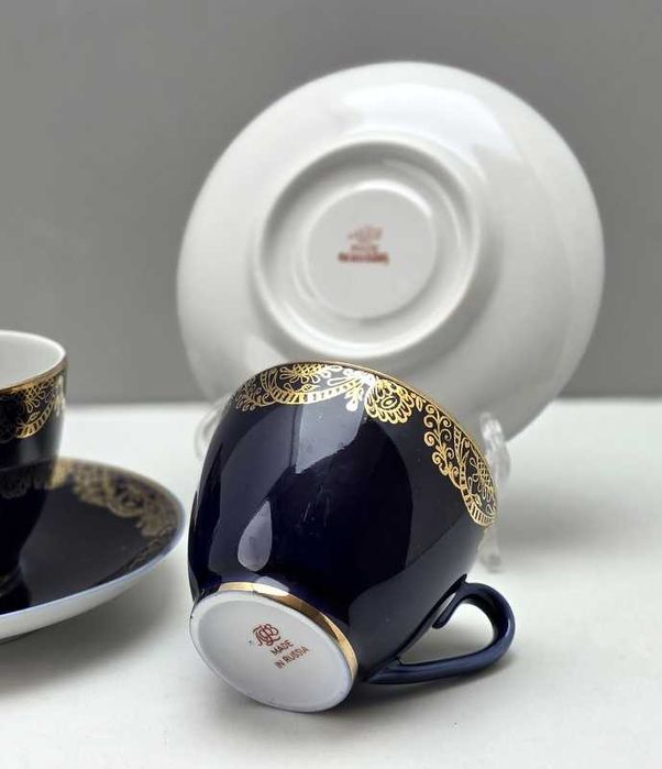 Łomonosow - Komplet filiżanek do kawy tête-à-tête - lata 90-te