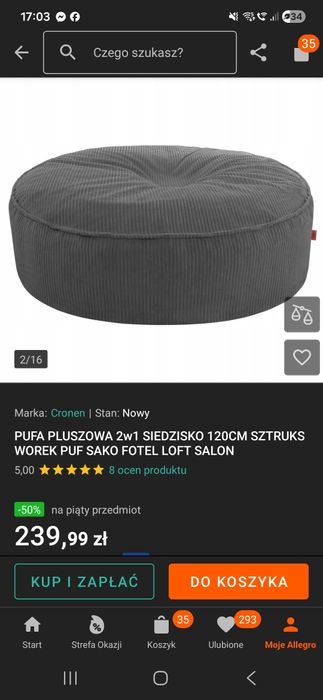 Puf, worek sako jak nowy 2w1