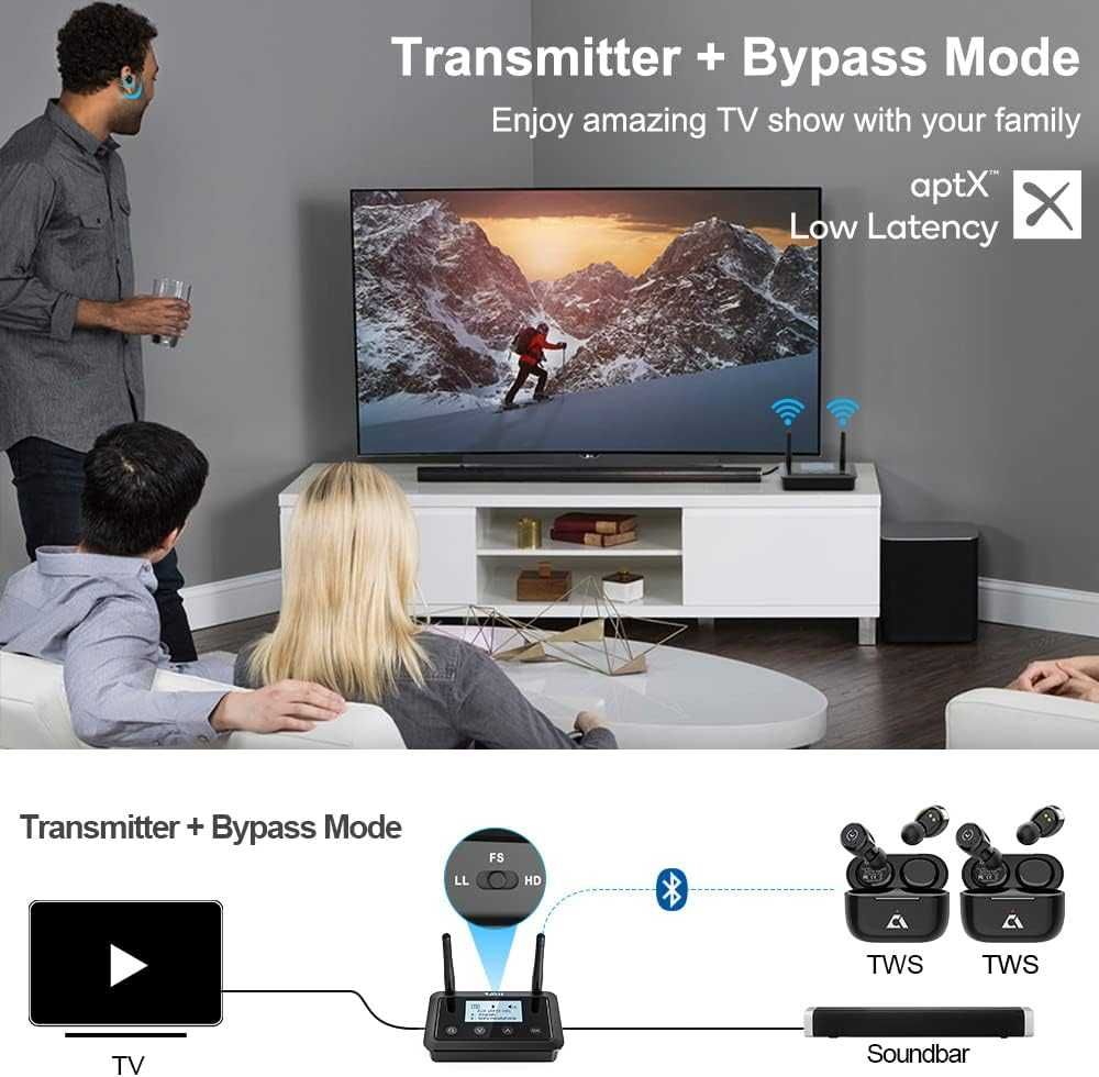 1Mii B03+ Bluetooth 5.0 Transmiter Nadajnik Odbiornik Bluetooth z LCD