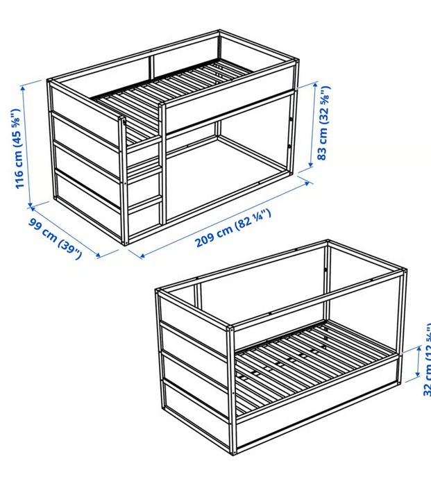 Łóżko piętrowe Ikea KURA  + materac