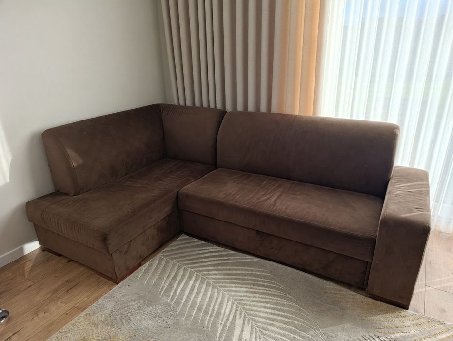 Kanapa sofa narożnik brązowy lewy