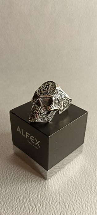 Печатка серебряная череп масона