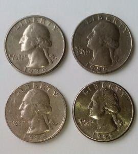 Монеты-перевертыш 1974,1986,1992 LIBERTY QUARTER DOLLAR