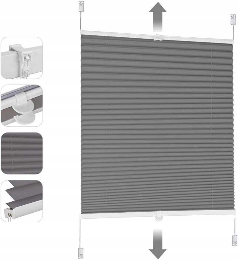 Roleta Sekey plisowana 50 x 100 cm ciemnoszara