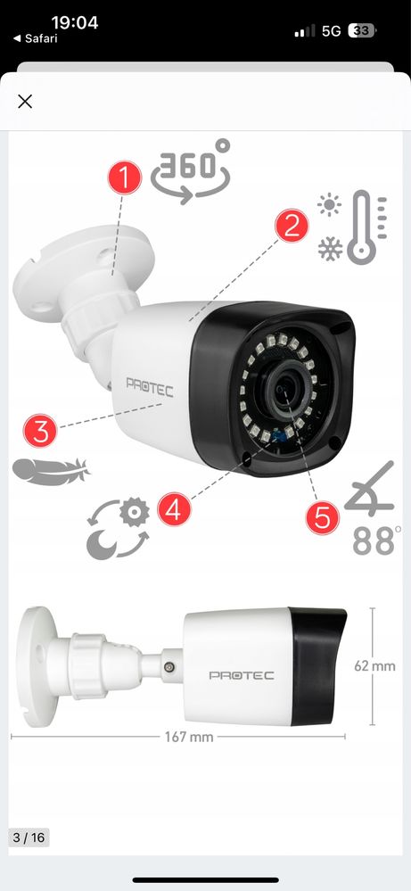 Zestaw monitoringu 4xkamera 8mpx rejestrator 1TB monitoring