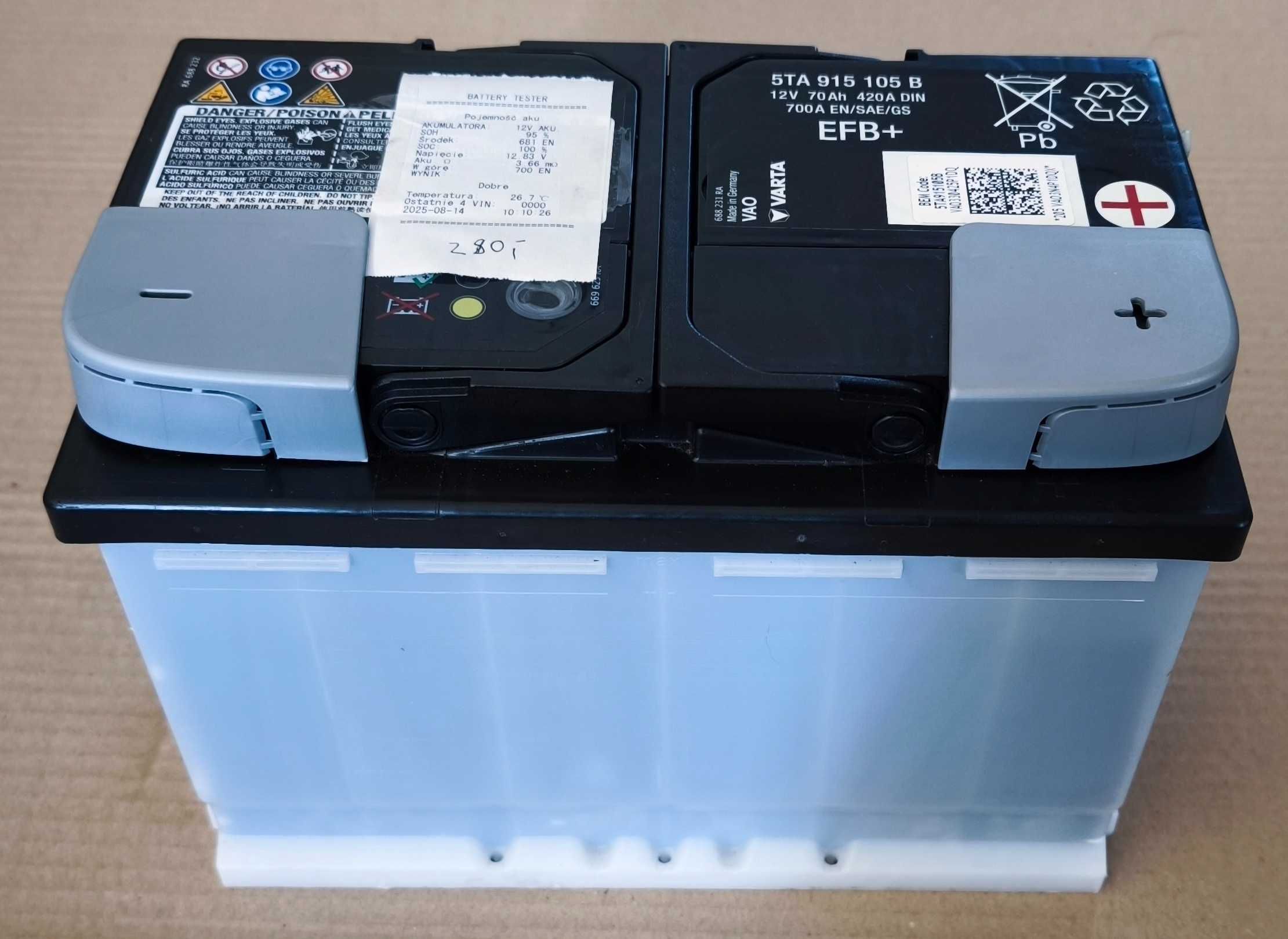 Akumulator Regenerowany VW OE EFB+ 70Ah 700A 72Ah 74Ah Jak NOWY 2023
