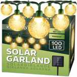 GIRLANDA SOLARNA OGRODOWA Lampki Solarne 100x Żarówka LED na taras 14m